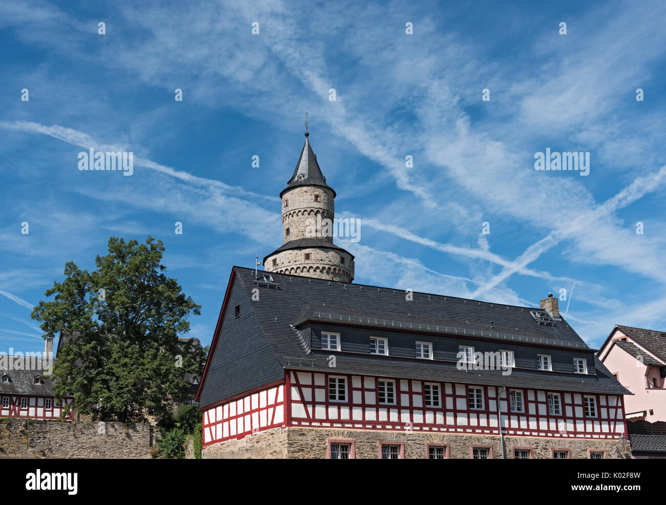 The Renaissance castle Idstein with a witch tower Stock Photo