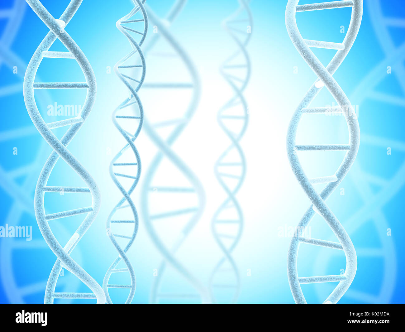 Digital models of DNA structure on abstract blue background. 3d render ...