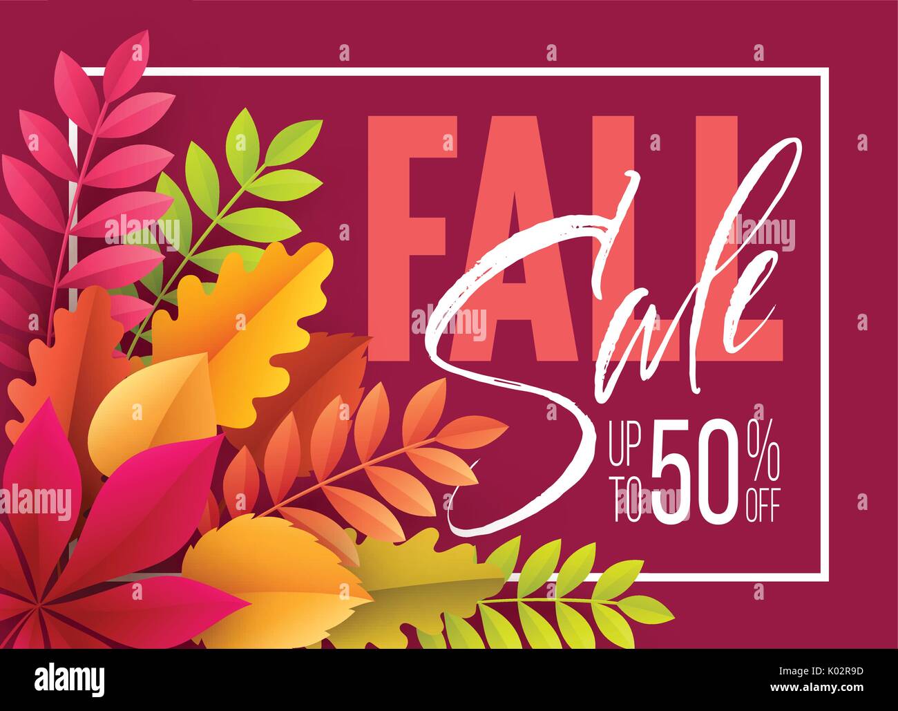 Autumn Sale background with Fall leaves. Vector illustration Stock Vector