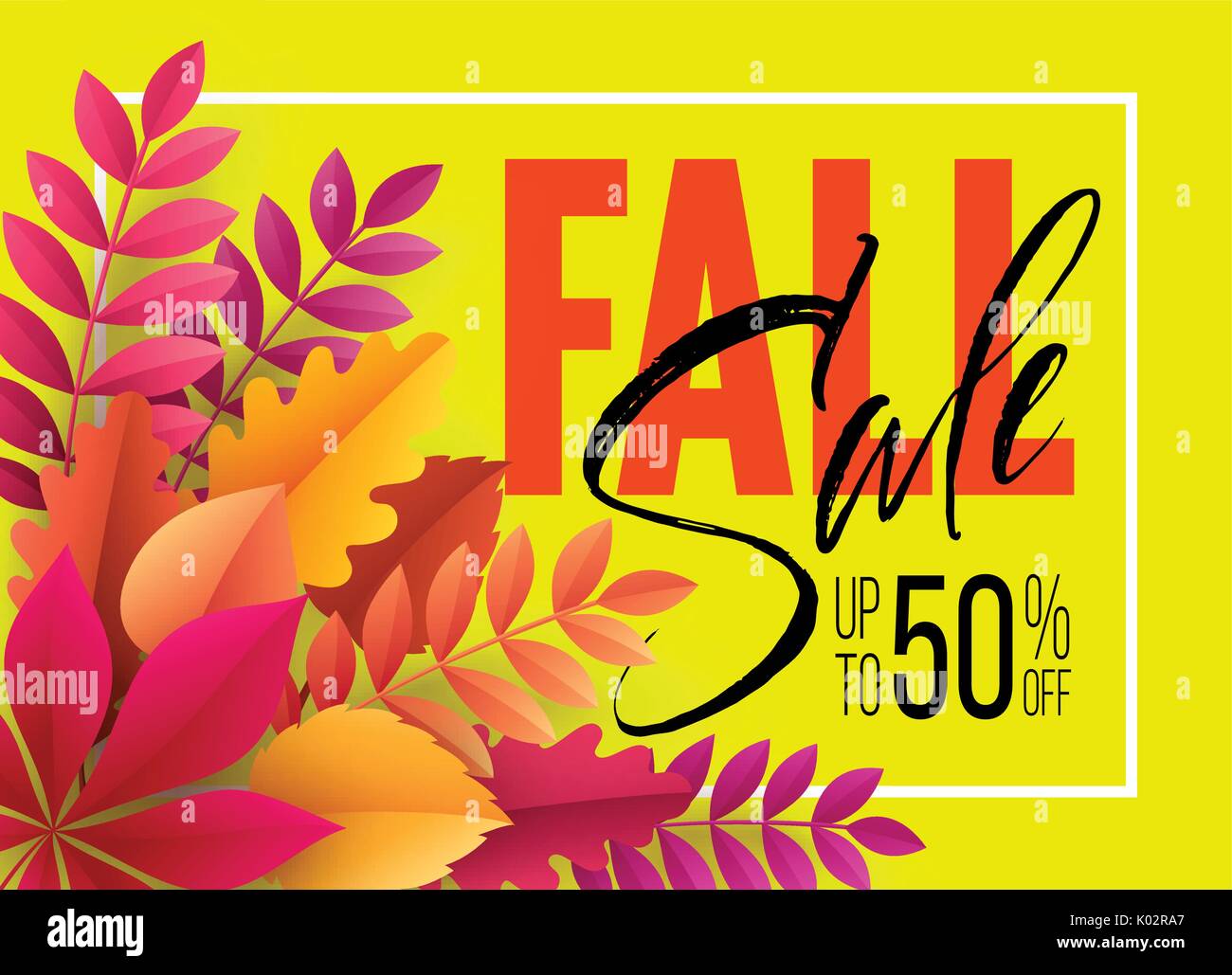 Autumn Sale background with Fall leaves. Vector illustration Stock Vector