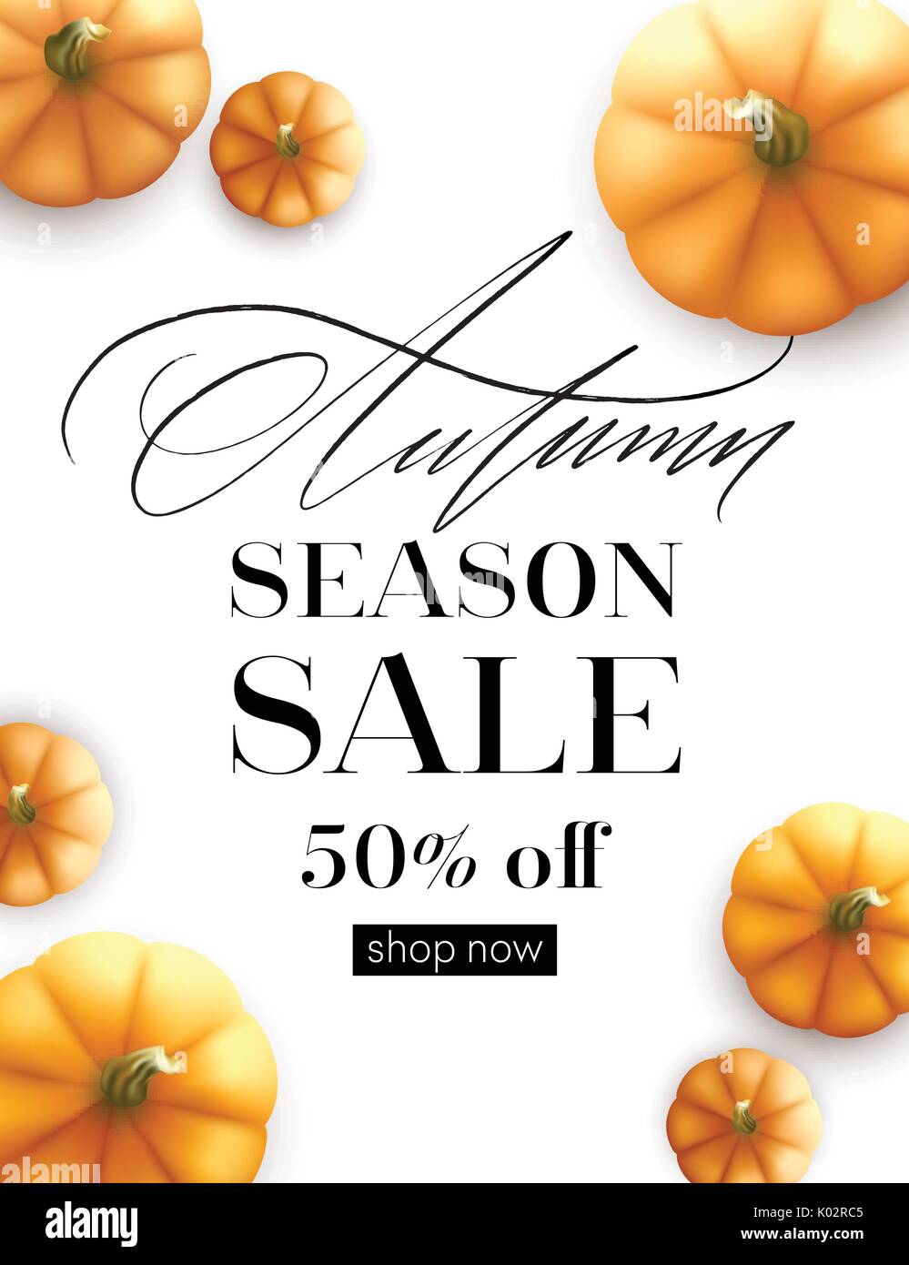 Design banner Autumn sale. Fall poster design with pumpkin. Vector illustration Stock Vector