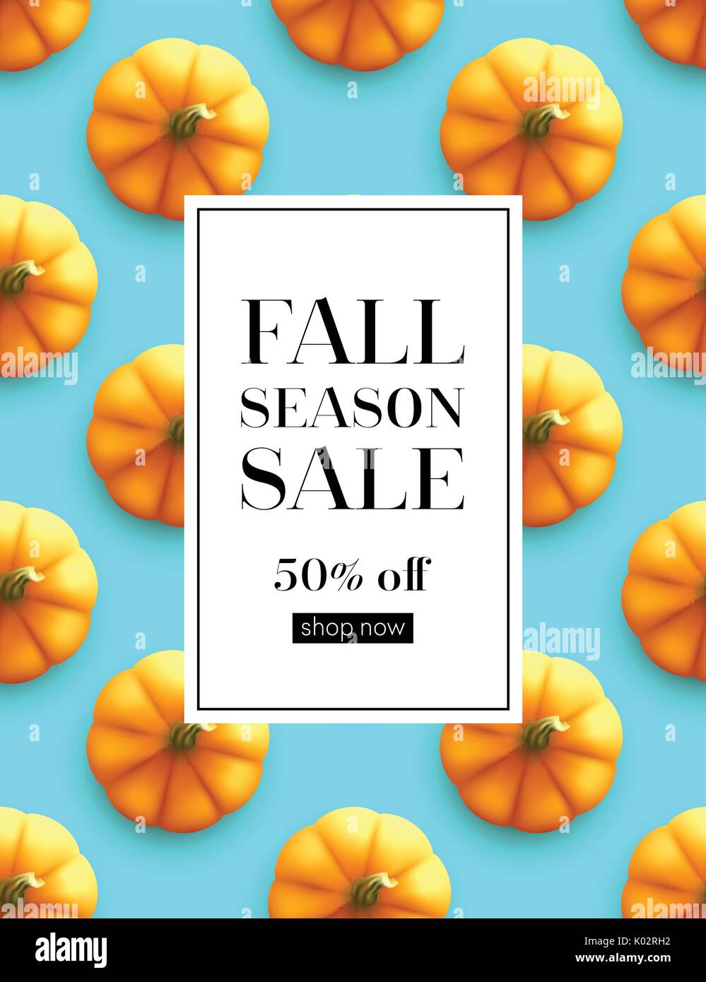 Design banner Autumn sale. Fall poster design on the pumpkin seamless patttern. Vector illustration Stock Vector