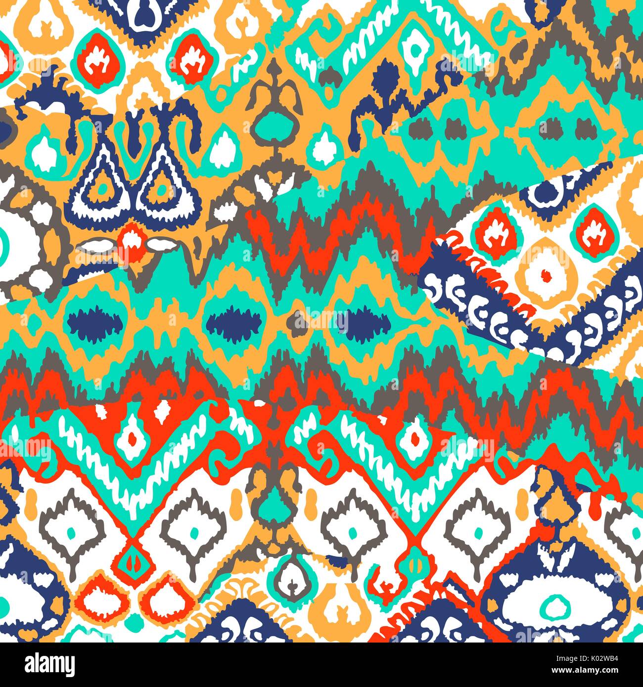 Ethnic bohemian arabesque pattern. Zigzag geometric retro abstract print. Tribal boho background vector illustration Stock Vector