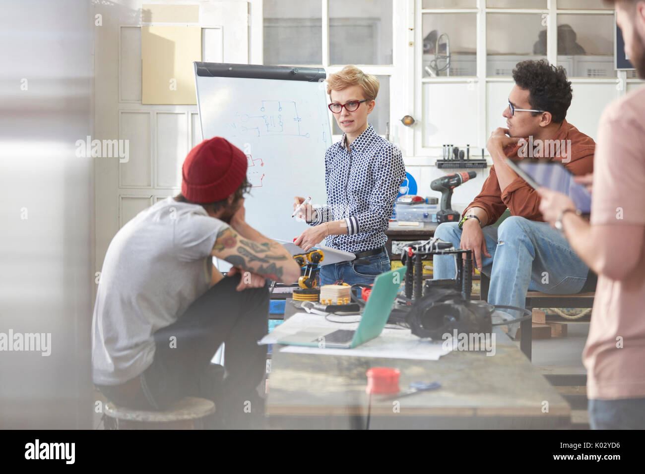Designers meeting, brainstorming in workshop Stock Photo