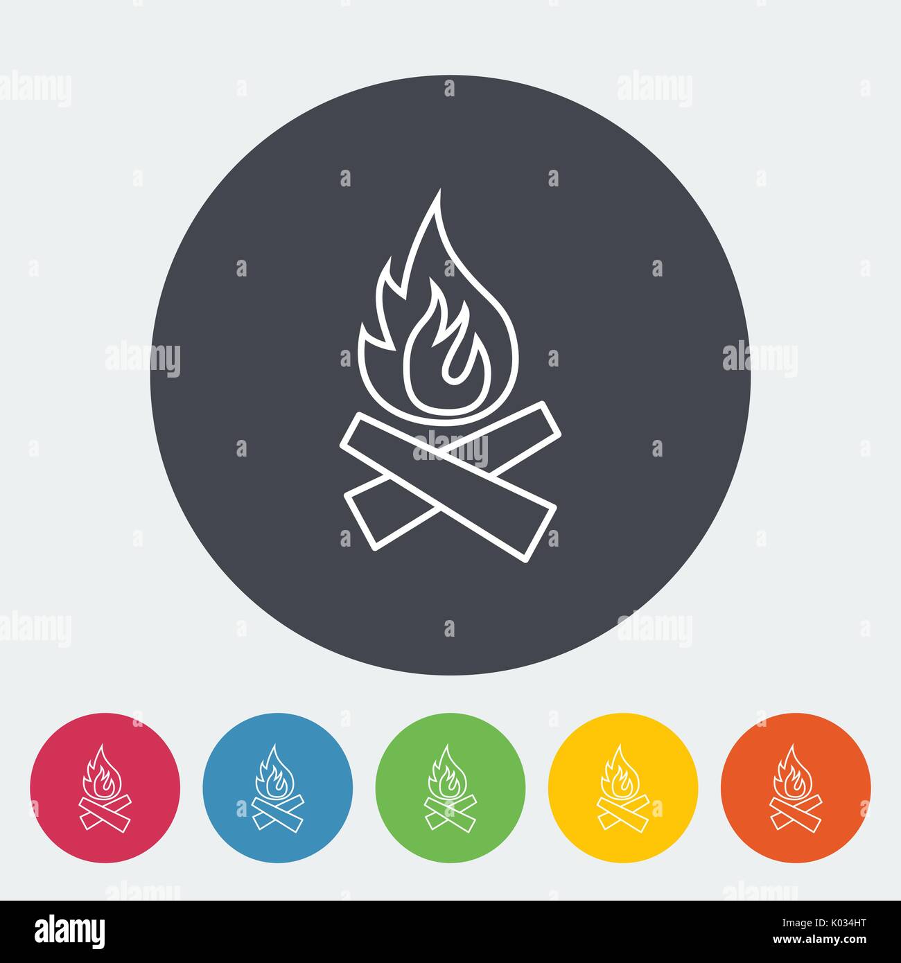 Bonfire. Single flat icon on the circle. Vector illustration Stock ...