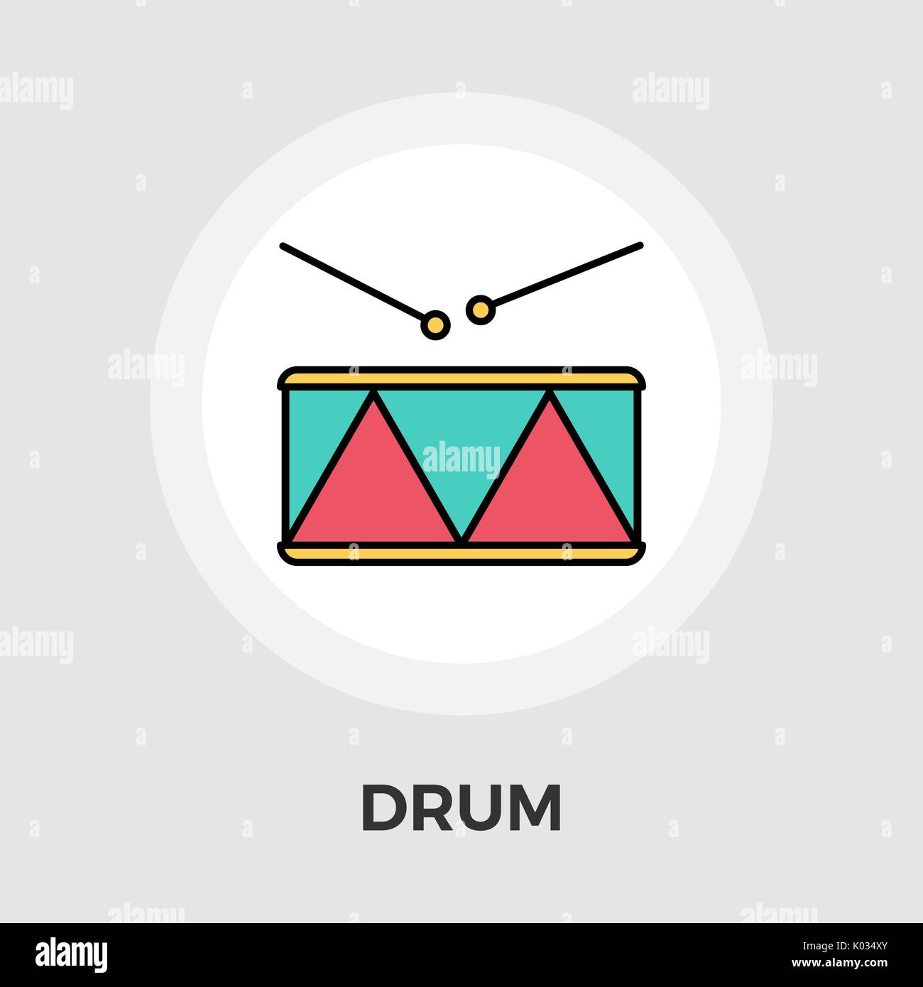 Drum icon vector. Flat icon isolated on the white background. Editable ...