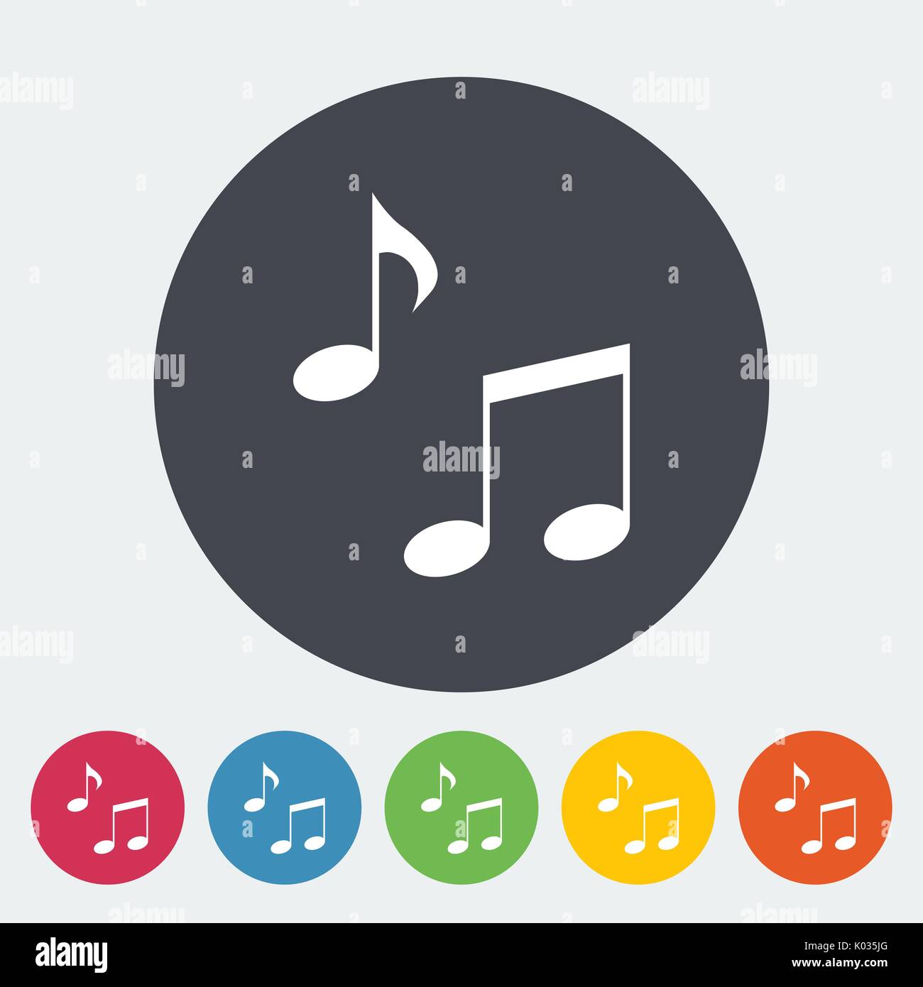 Music note symbols. Single flat icon on the circle. Vector illustration