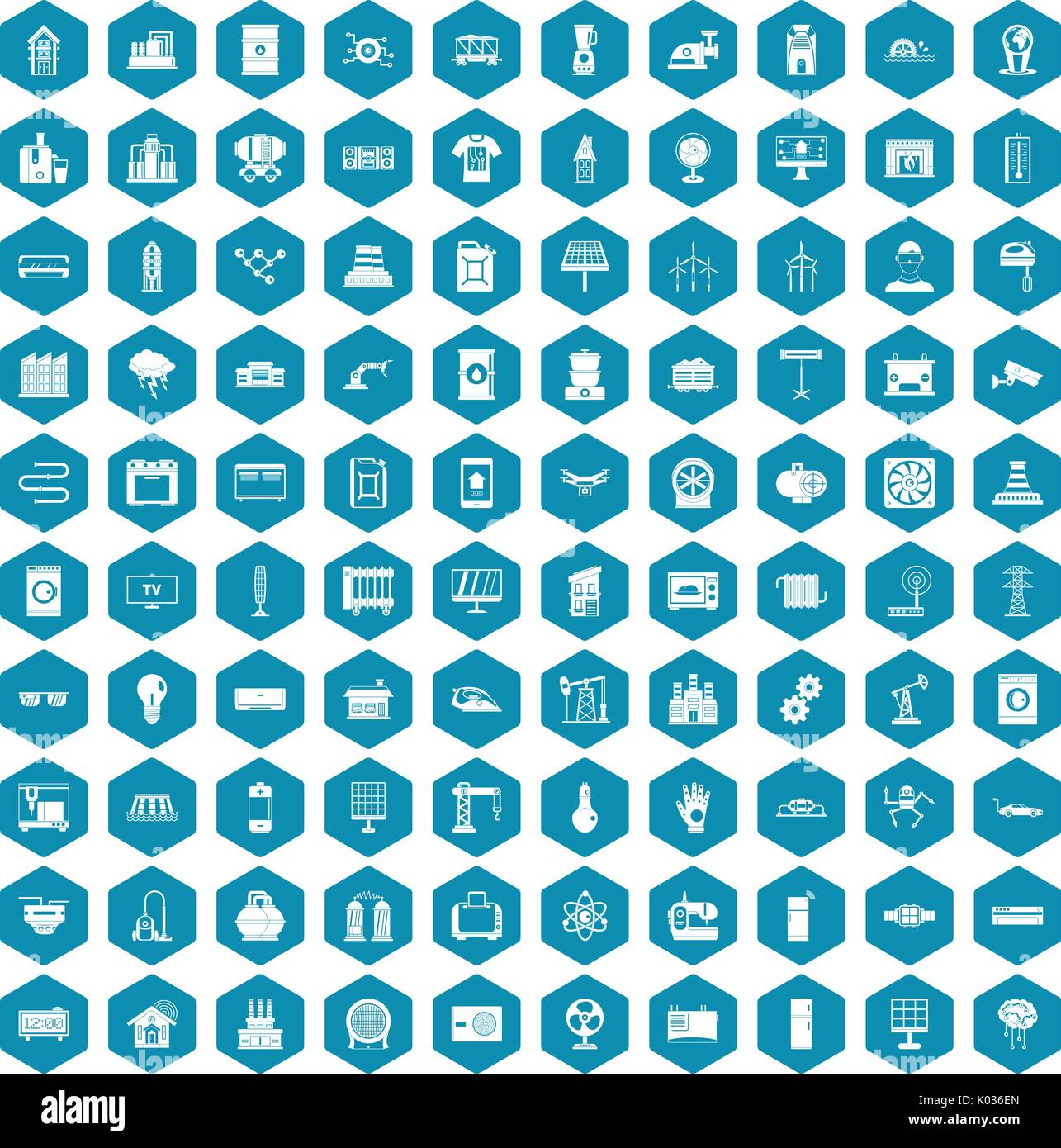 100 electrical engineering icons sapphirine violet Stock Vector