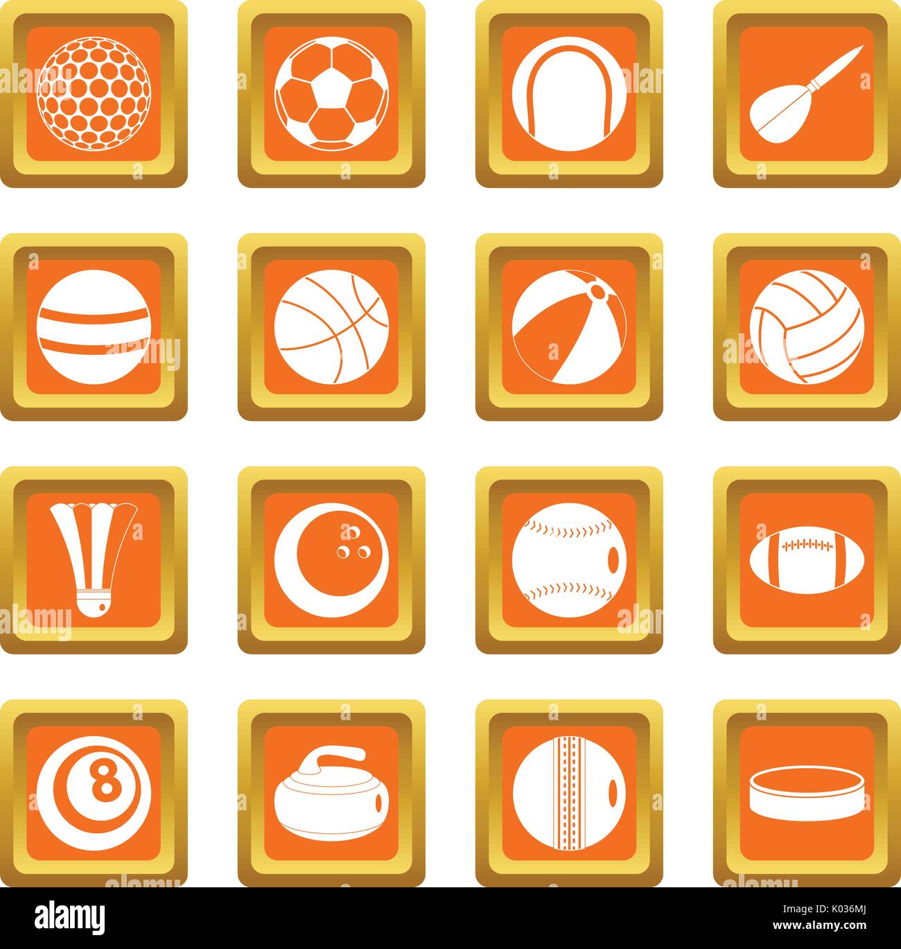 Sport balls icons set orange Stock Vector Image & Art - Alamy