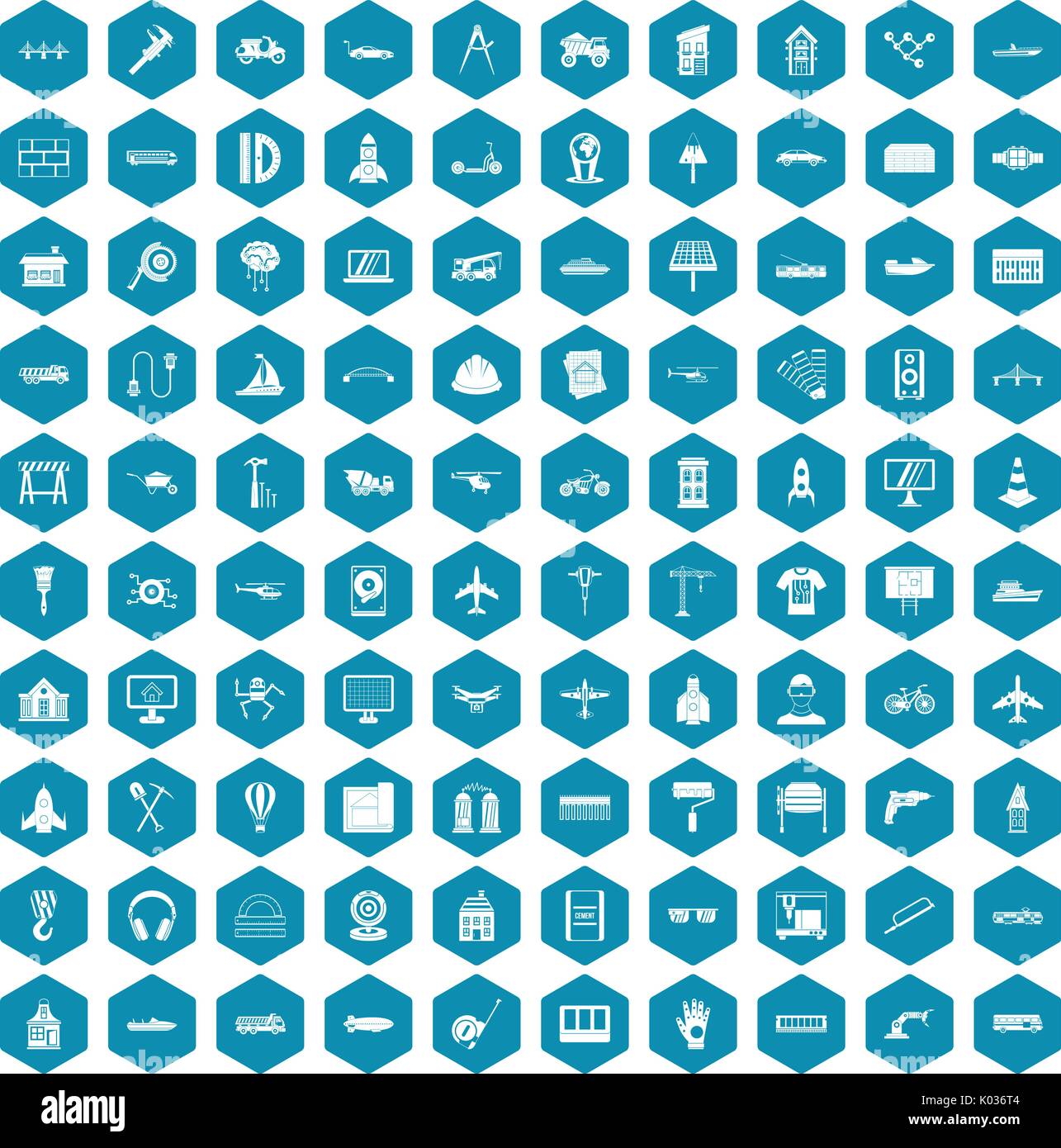 100 engineering icons sapphirine violet Stock Vector