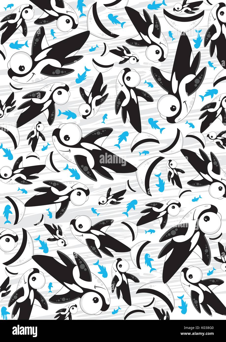 Cartoon Killer Whale Patterned Vector Illustration Stock Vector Image ...