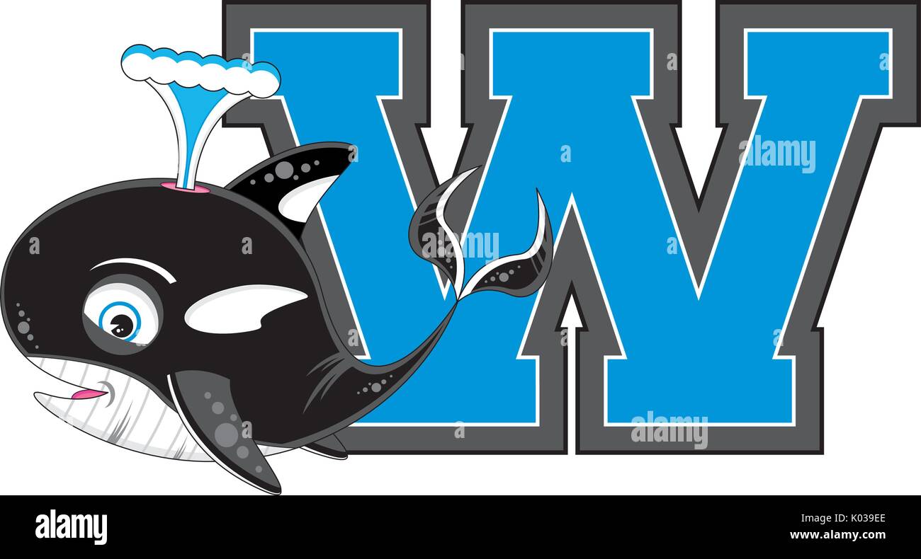 W is for Whale Alphabet Learning Illustration Stock Vector Image & Art - Alamy