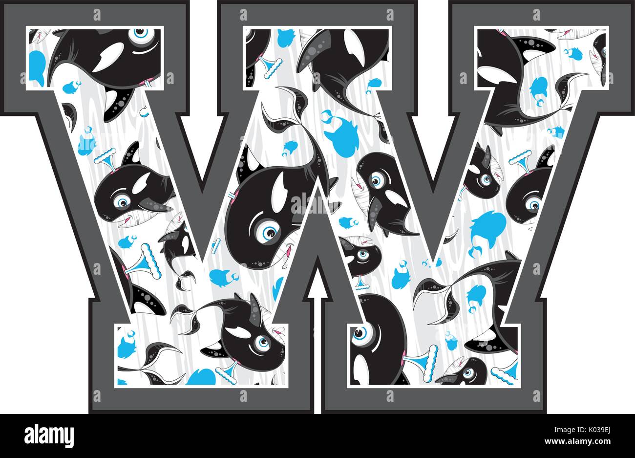 W is for Whale Alphabet Learning Illustration Stock Vector Image & Art ...