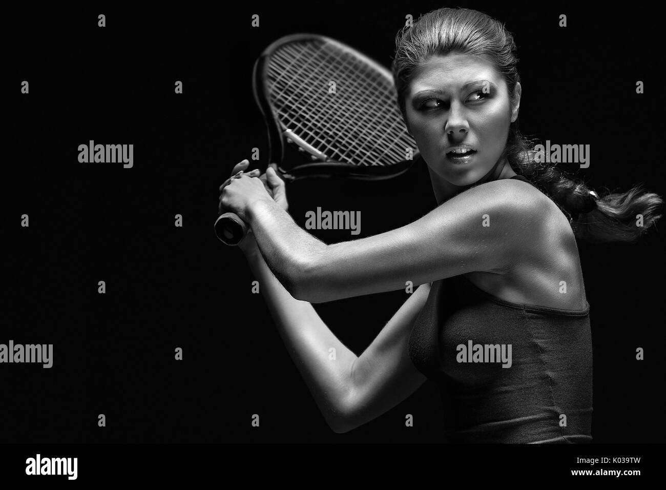 Female tennis clay Black and White Stock Photos & Images - Alamy