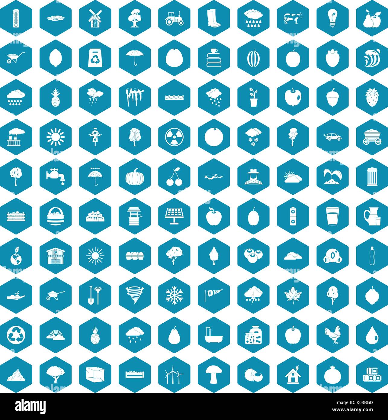 100 fruit icons sapphirine violet Stock Vector