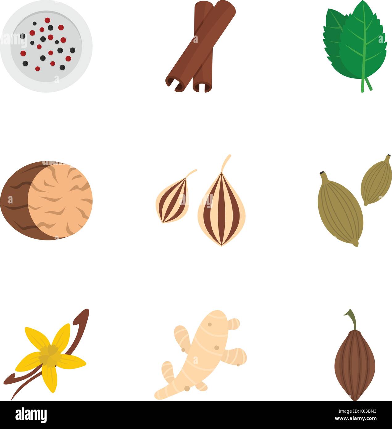 Spices and herbs icon set, flat style Stock Vector Image & Art - Alamy
