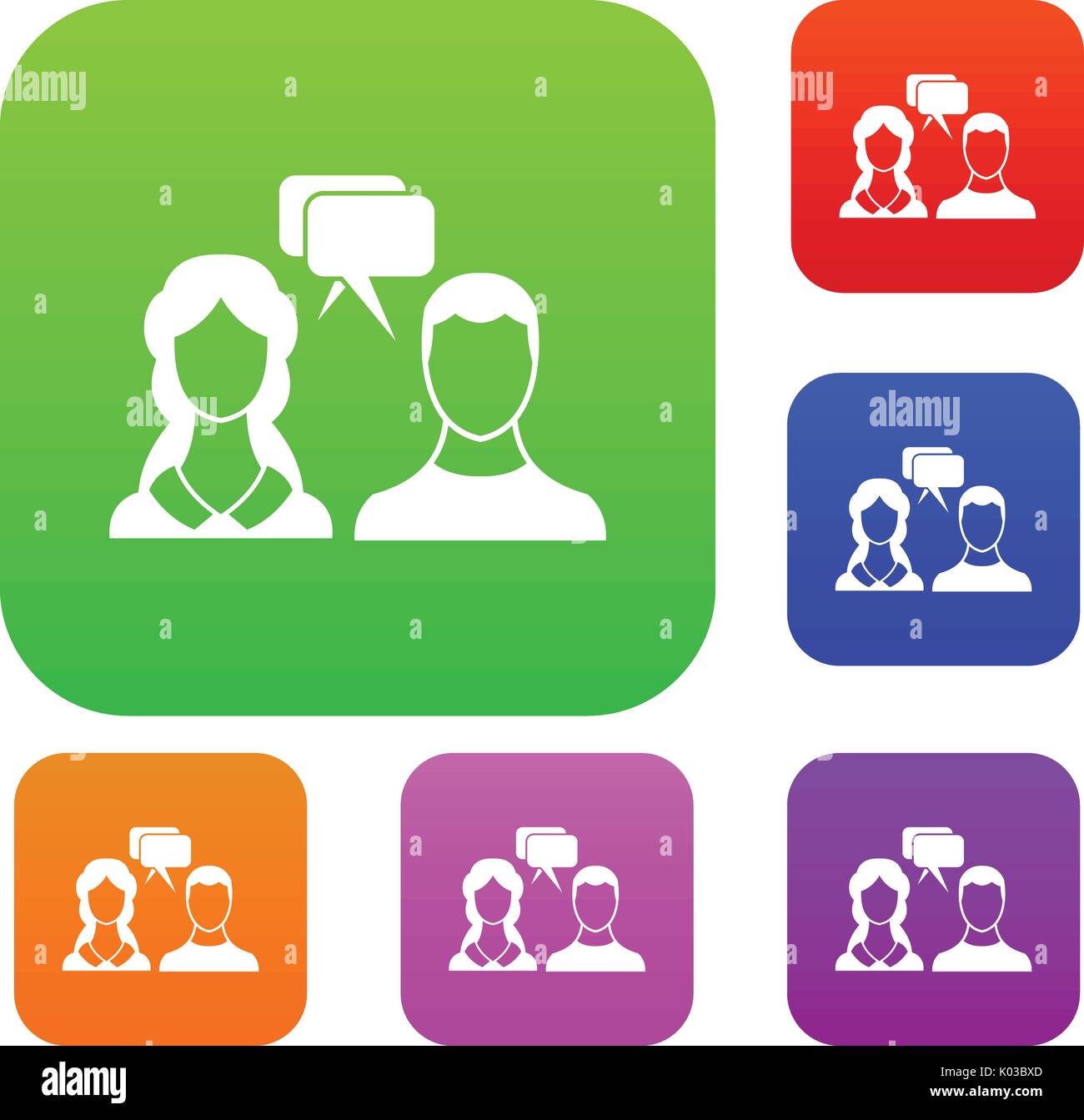 Speech bubbles with two faces set collection Stock Vector