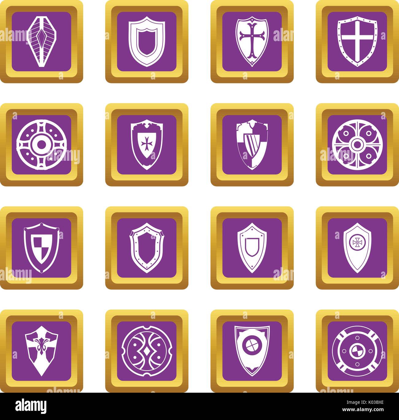 Shields set icons set purple Stock Vector Image & Art Alamy