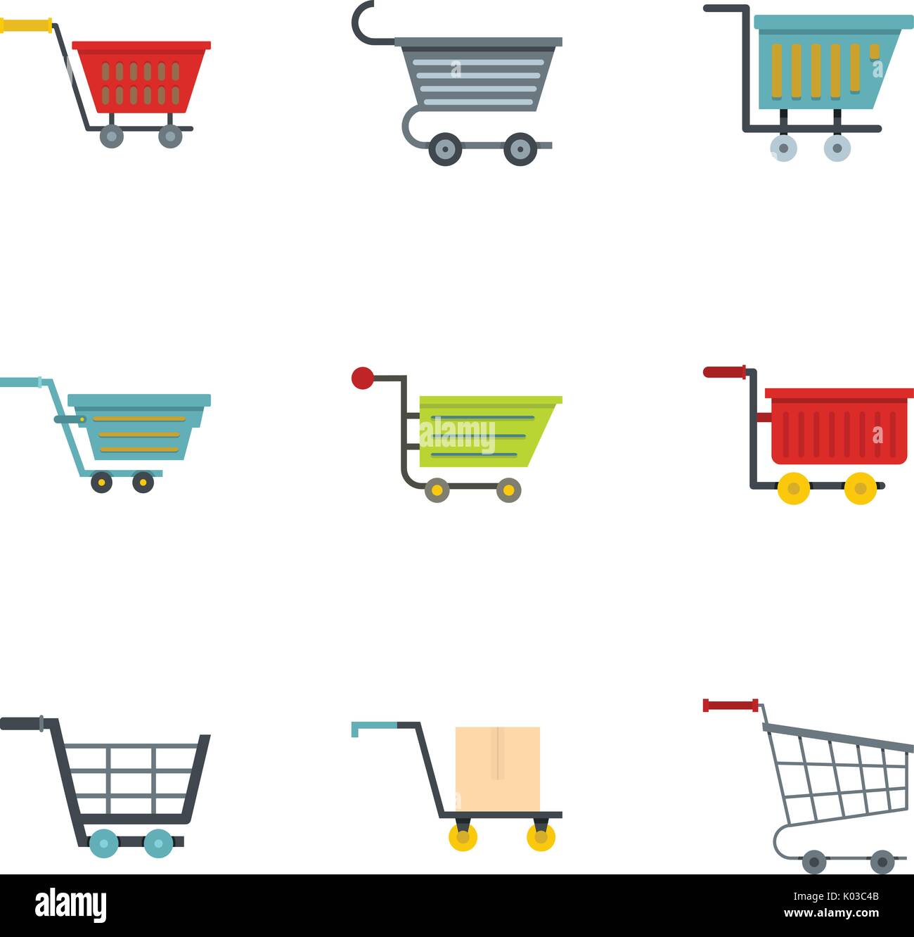 Shoping cart and basket icon set, flat style Stock Vector Image & Art ...