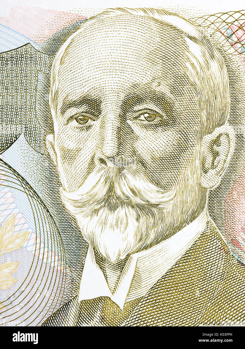 Gaspar Ortuno Y Ors portrait from Costa Rican money Stock Photo