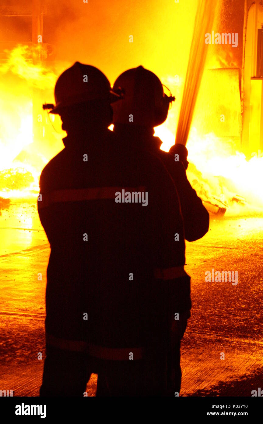 petroleum fuel fire, industrial fire fighting Stock Photo - Alamy