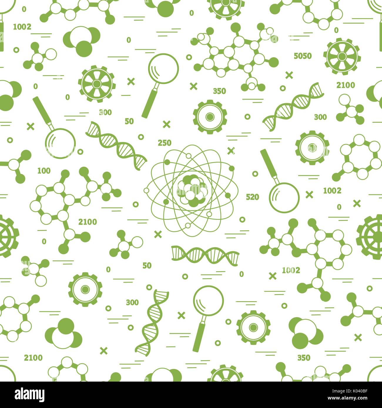 Seamless pattern with variety scientific, education elements. Design for banner, poster or print. Stock Vector