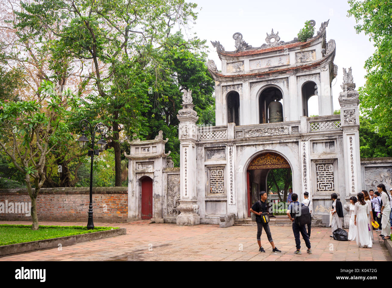 the entrance of Temple of Literature in HAnoi, Vietnam, also known as  Temple of Confucius, also the first university of Vietnam. Stock Photo