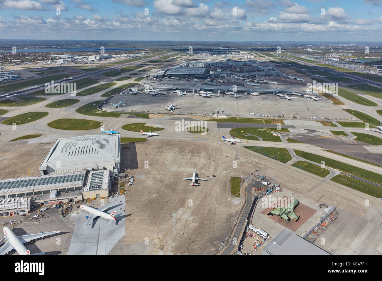 An aerial view of Heathrow Airport, the UK's busiest Stock Photo