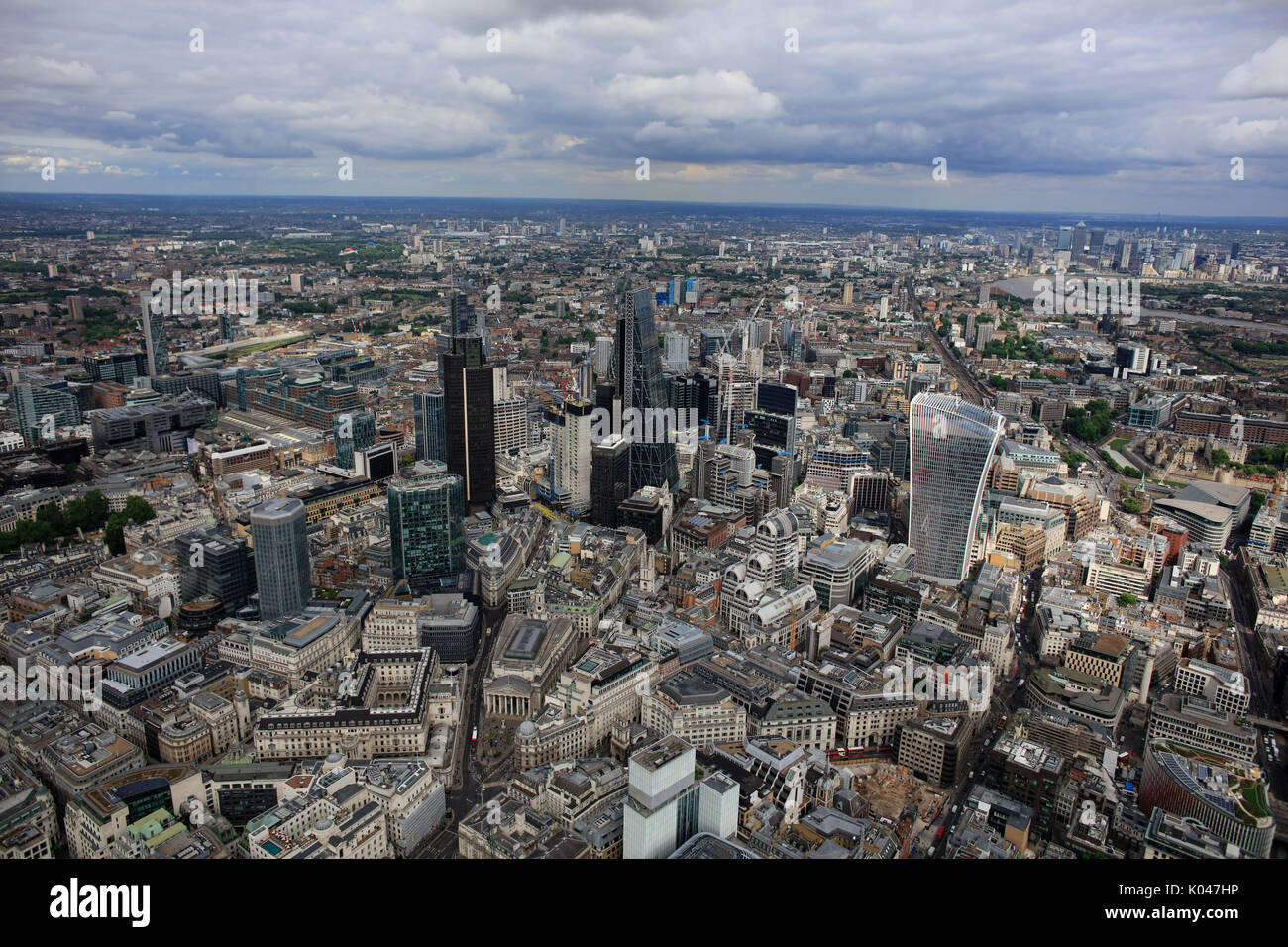 An aerial view of the skyscrapers in the City of London Stock Photo