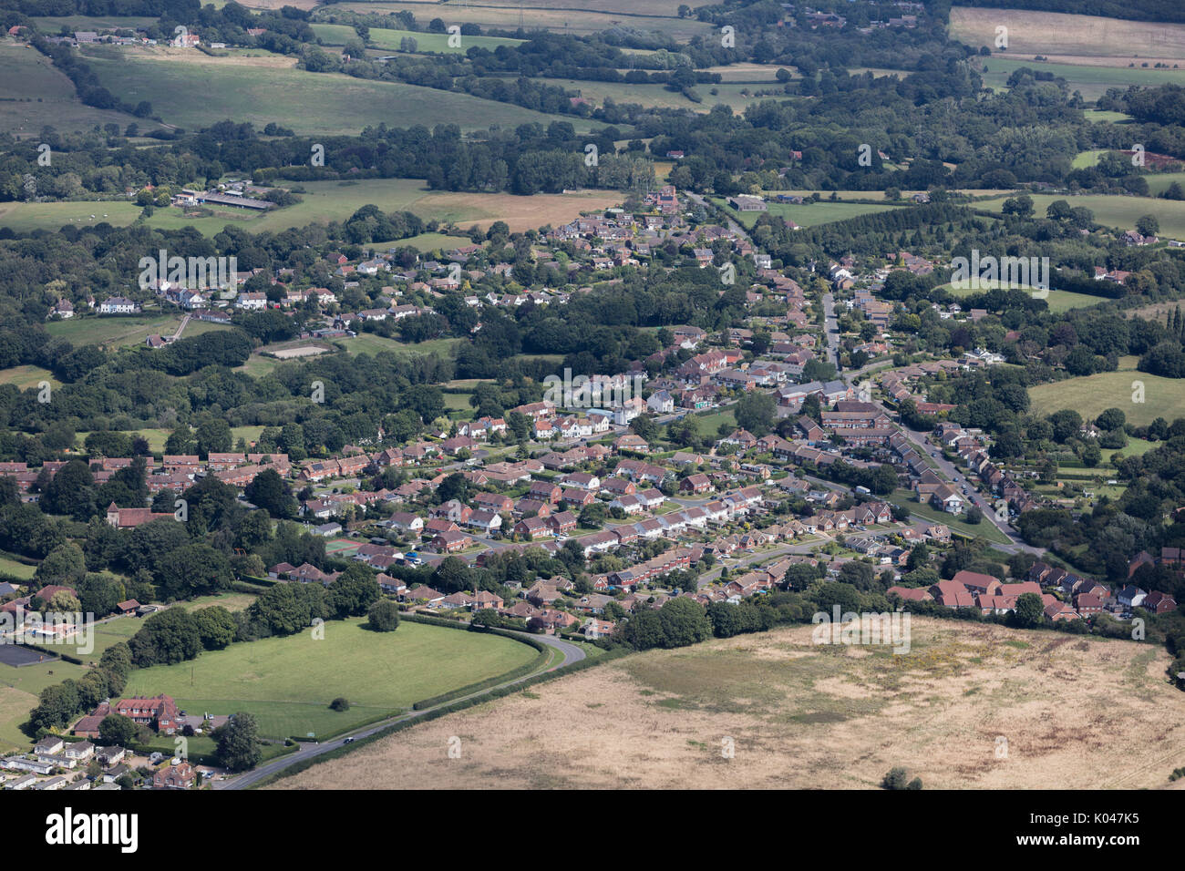 An aerial view of the village of Westfield and surrounding East Sussex