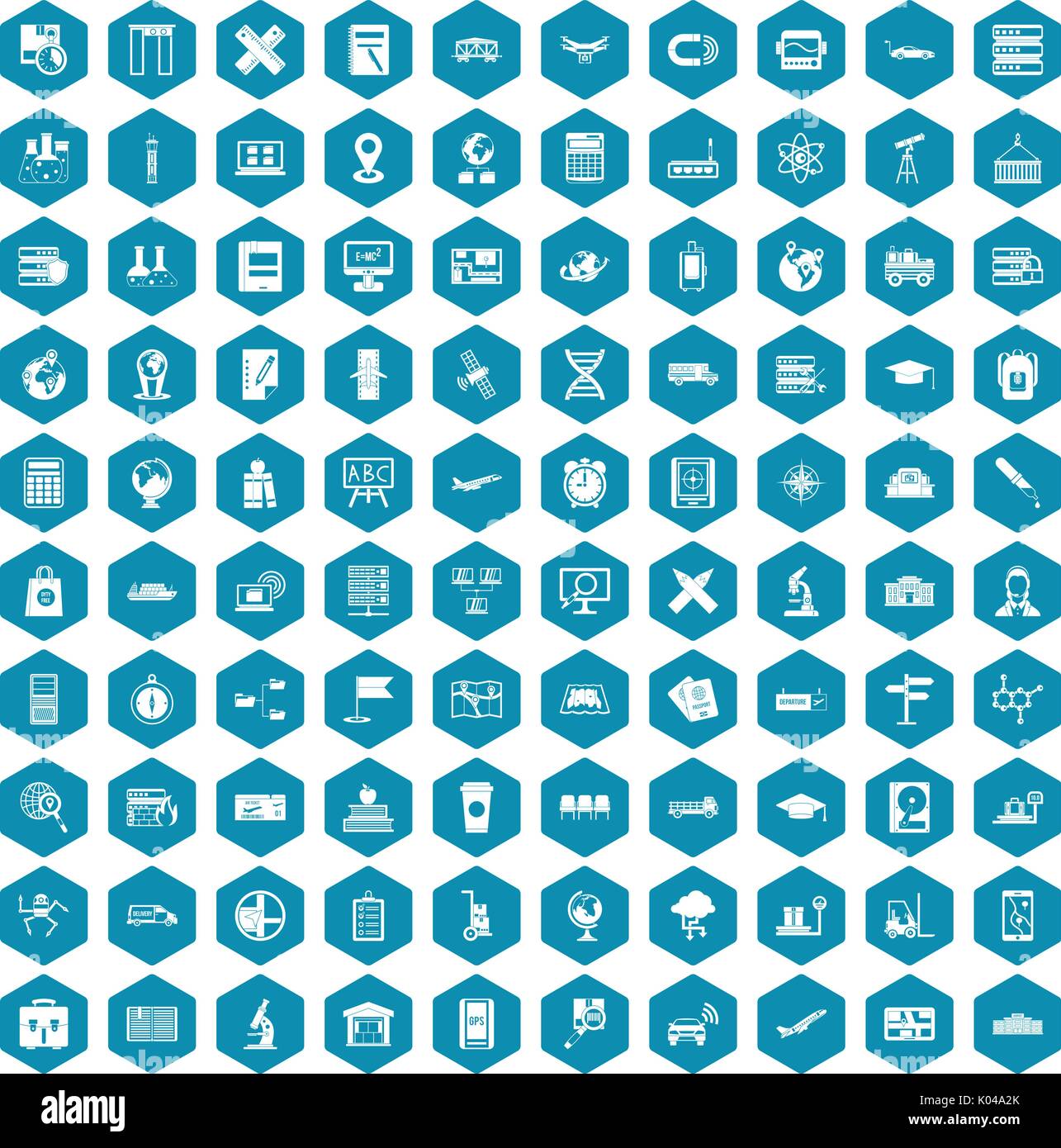 100 globe icons sapphirine violet Stock Vector