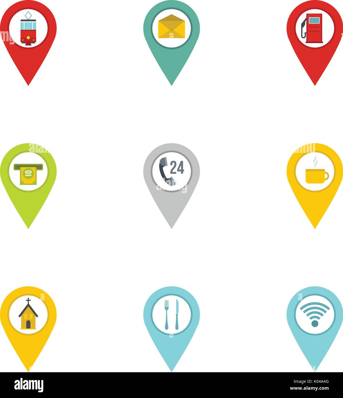 Gps pins icon set, flat style Stock Vector Image & Art - Alamy
