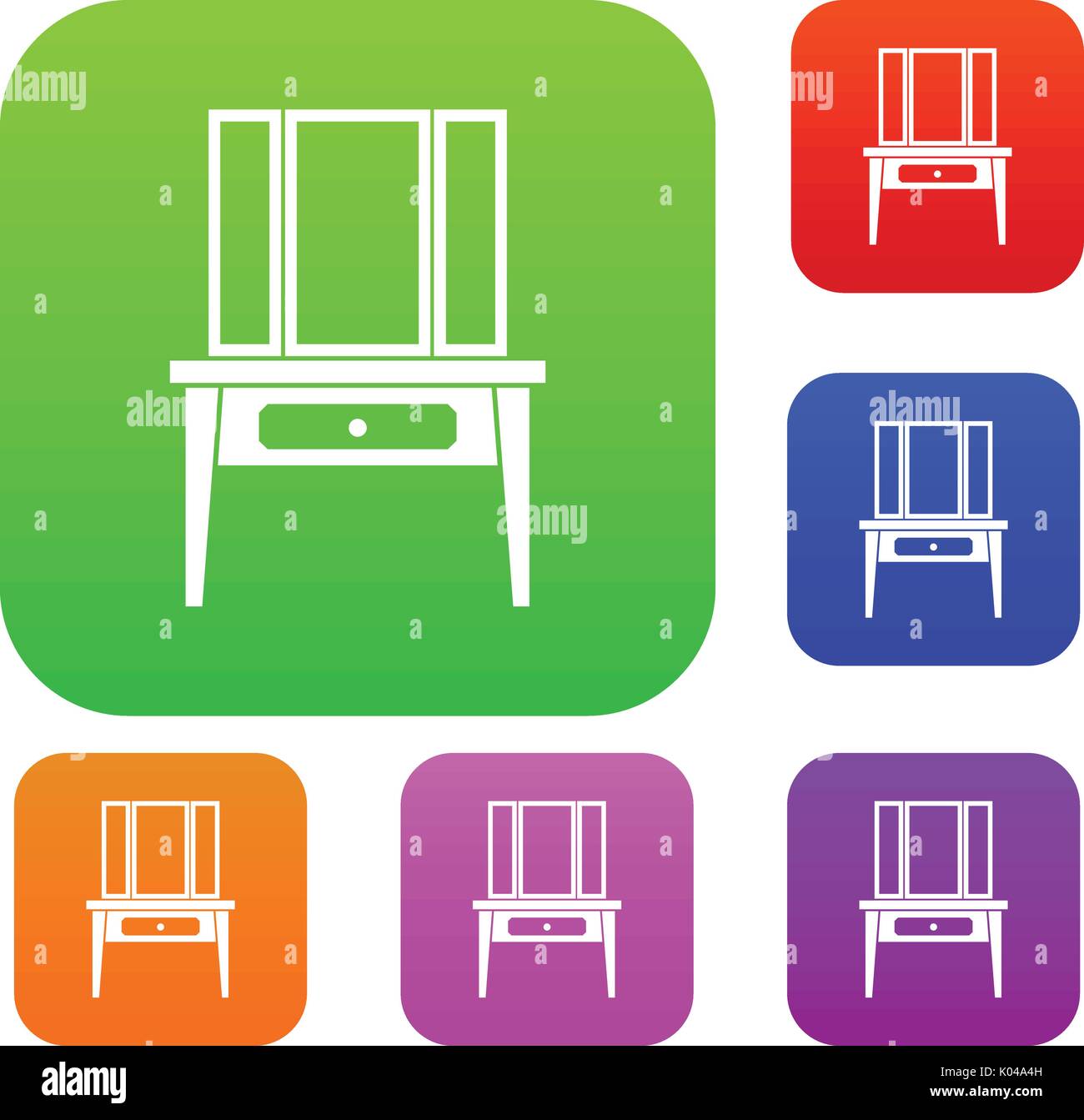 Dressing console, pier-glass set collection Stock Vector