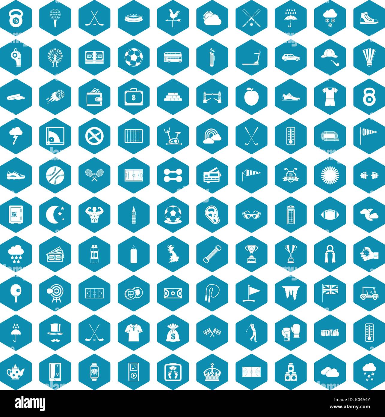100 golf icons sapphirine violet Stock Vector