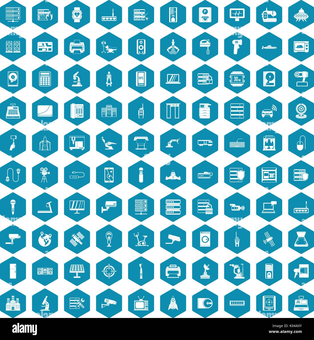 100 hardware icons sapphirine violet Stock Vector