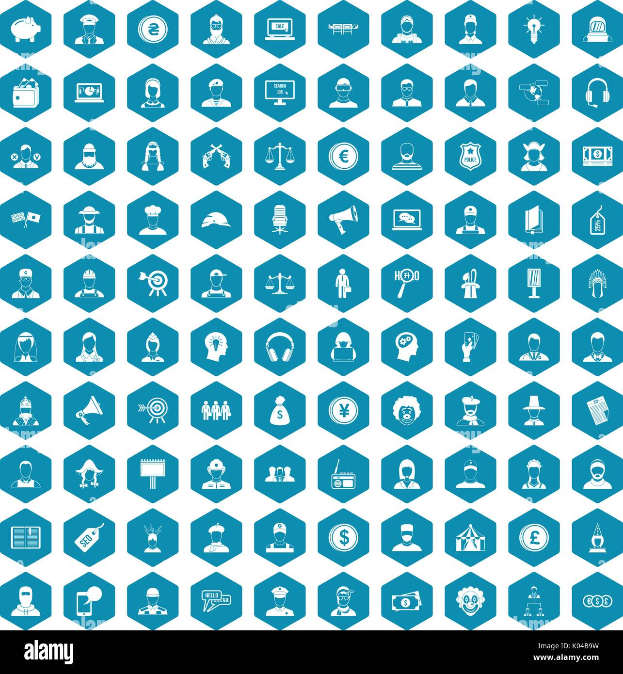 100 headhunter icons sapphirine violet Stock Vector