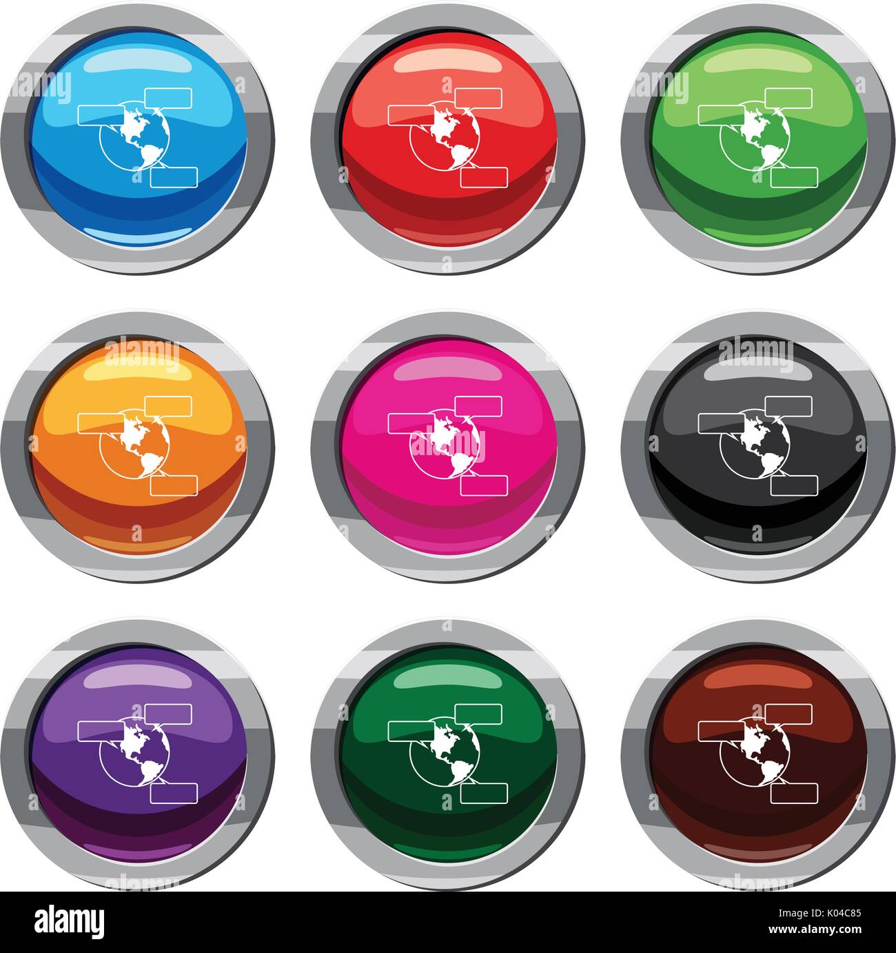 Globe and empty speech bubbles set 9 collection Stock Vector