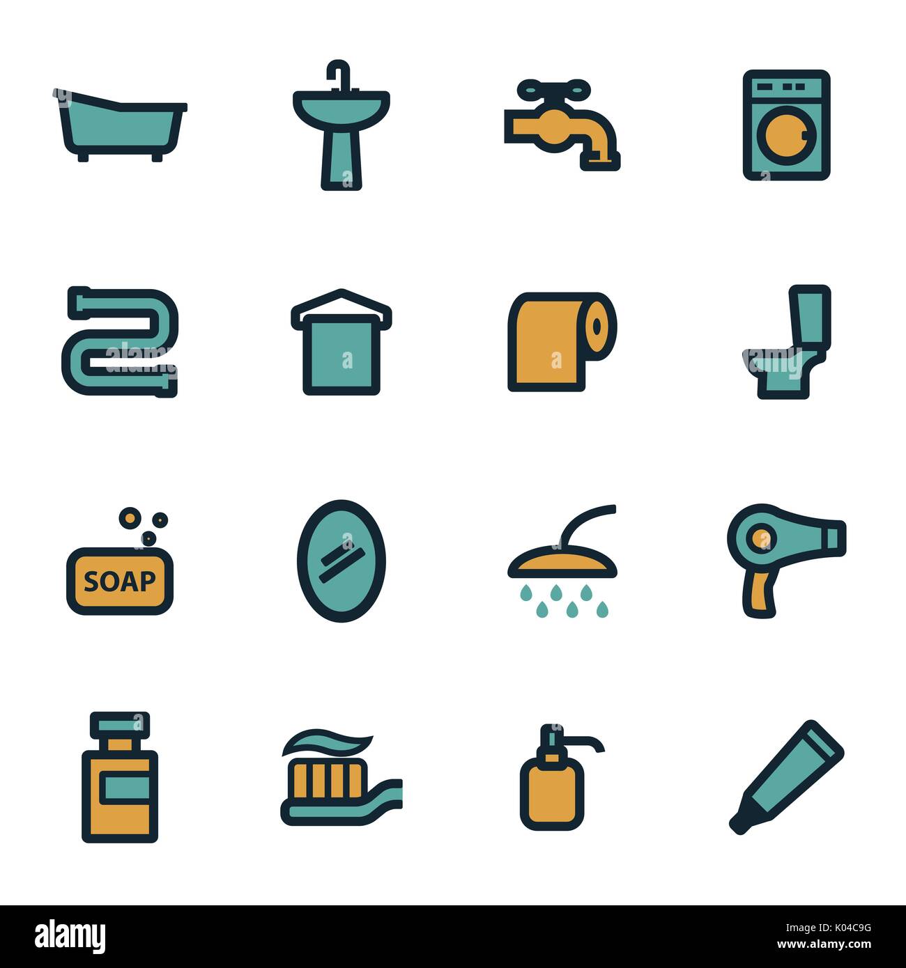 Vector flat bathroom icons set Stock Vector Image & Art Alamy