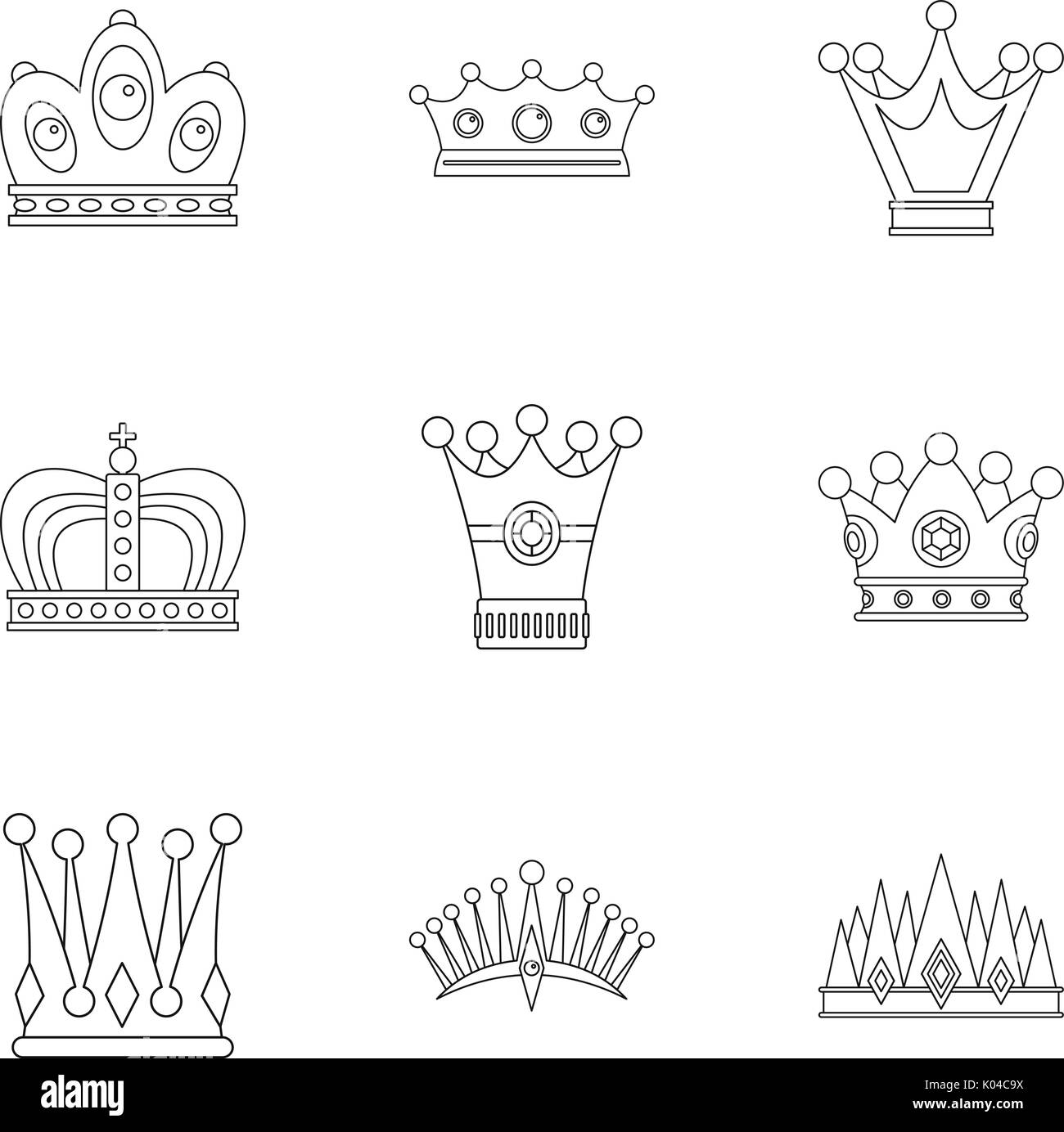 Antique crown icon set, outline style Stock Vector Image & Art - Alamy