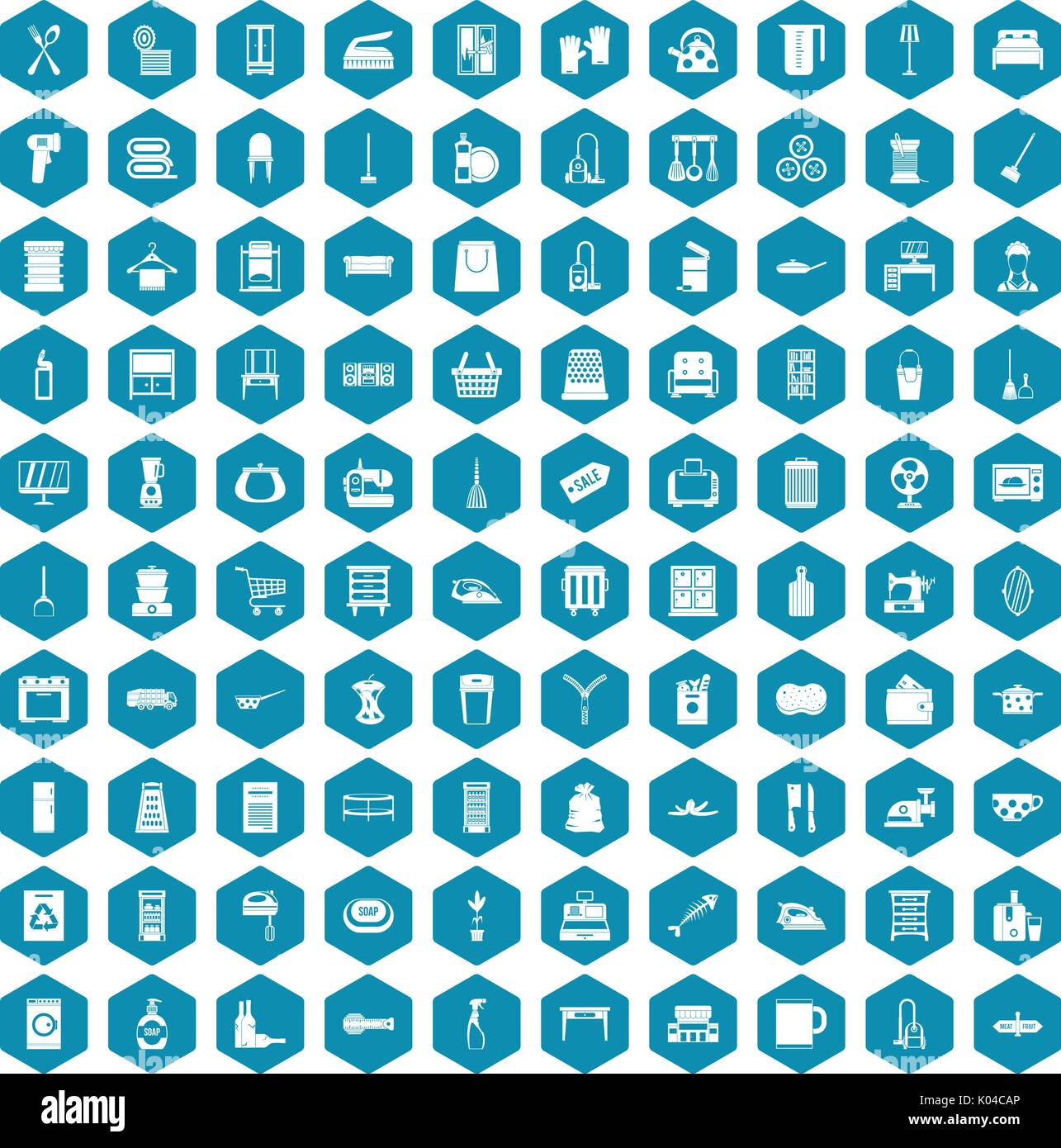100 housework icons sapphirine violet Stock Vector