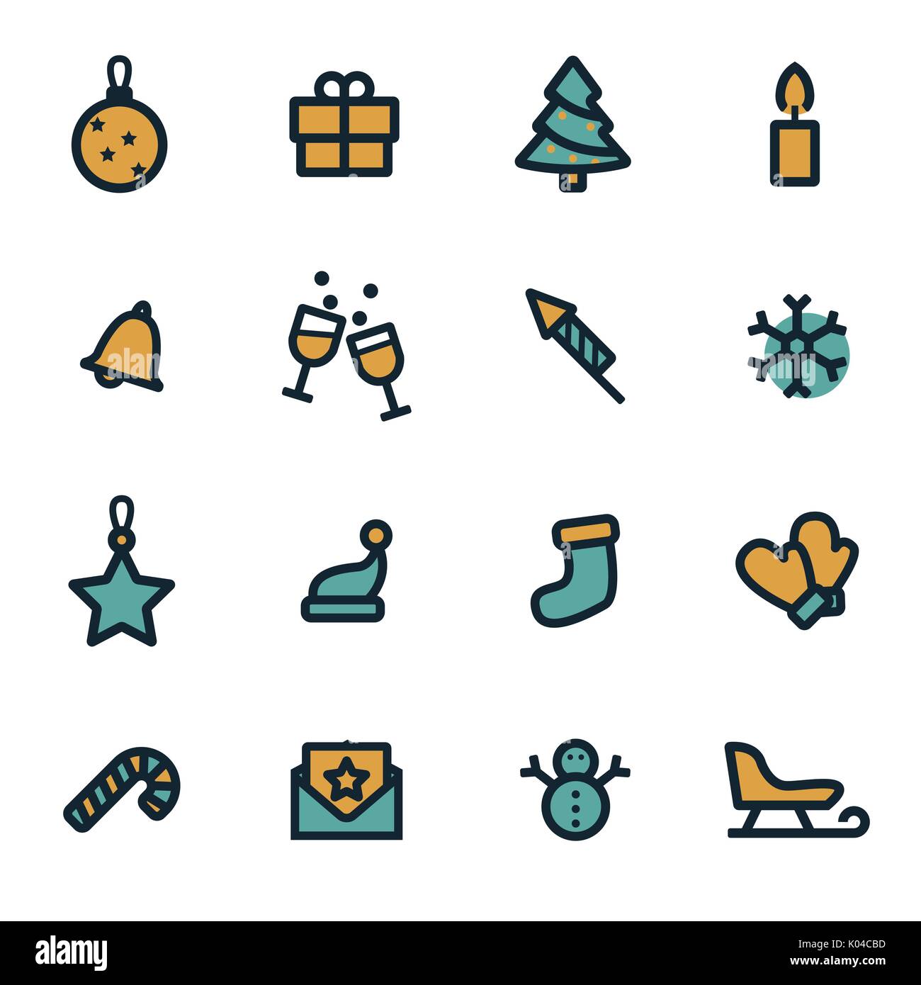 Vector flat Christmas icons set Stock Vector Image & Art - Alamy