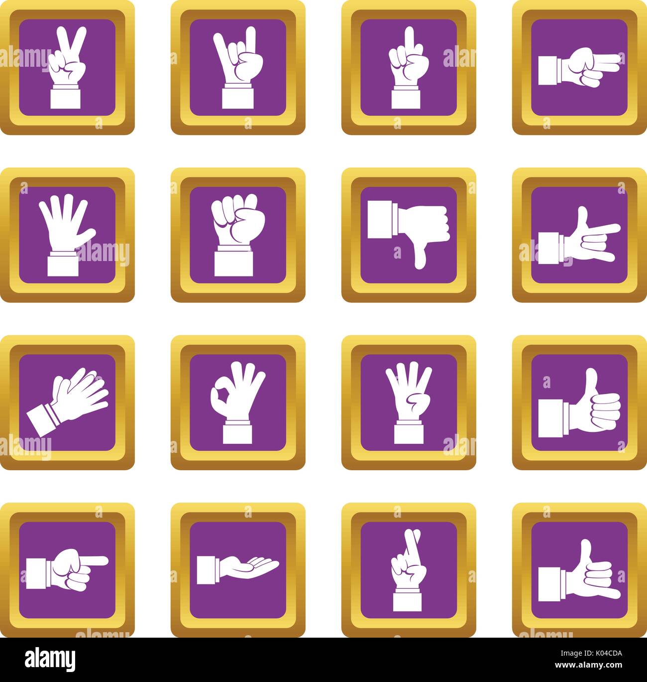 Hand gesture icons set purple Stock Vector Image & Art - Alamy