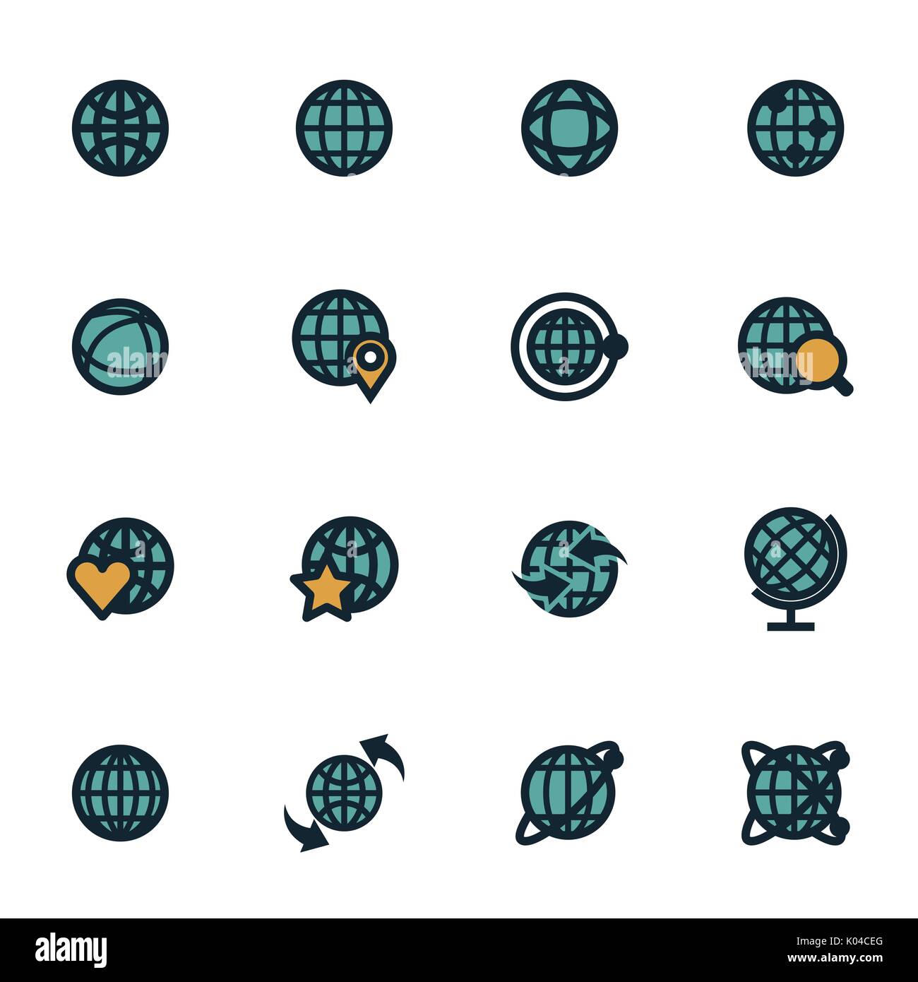 Vector flat globe icons set Stock Vector