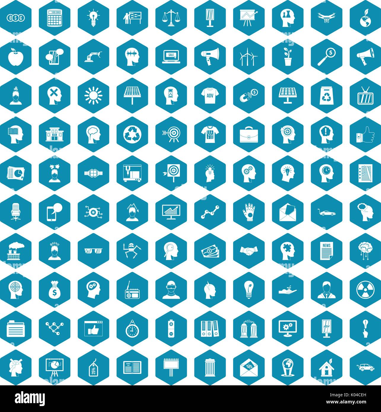 100 idea icons sapphirine violet Stock Vector
