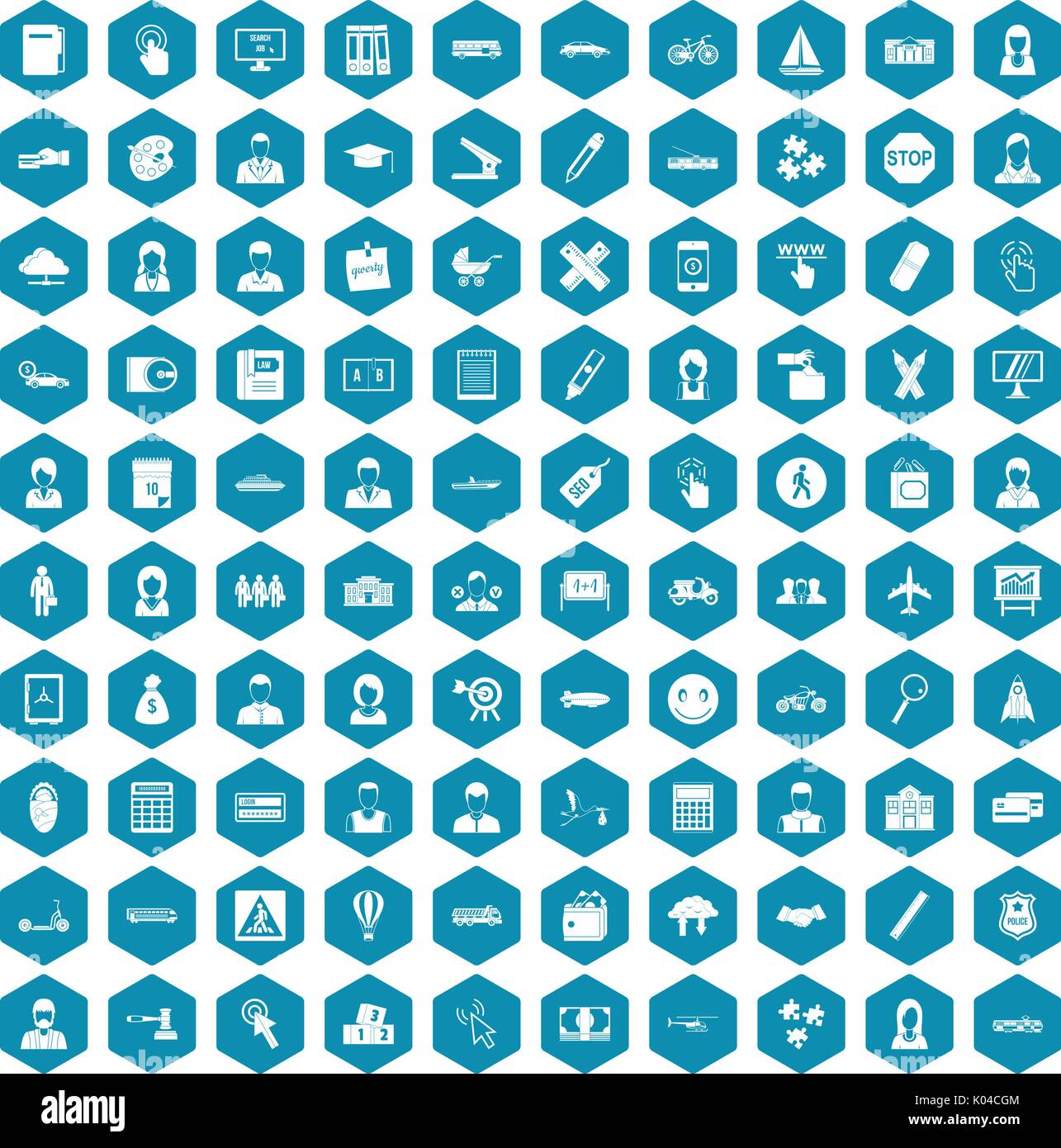 100 initiation icons sapphirine violet Stock Vector