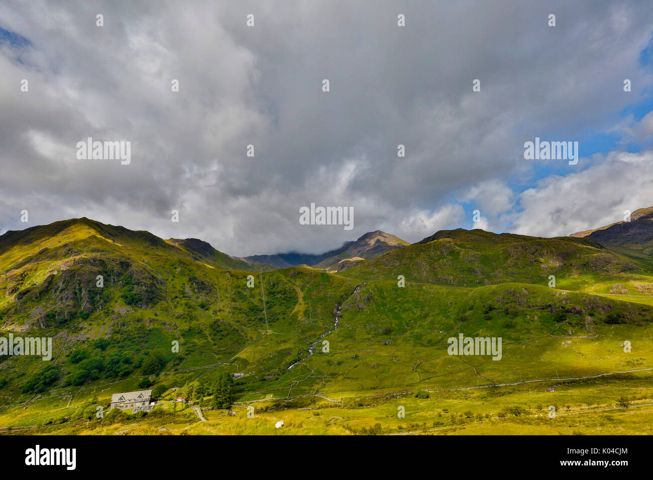 Snowdonia, Wales August 2017. Mountain view captured in light HDR