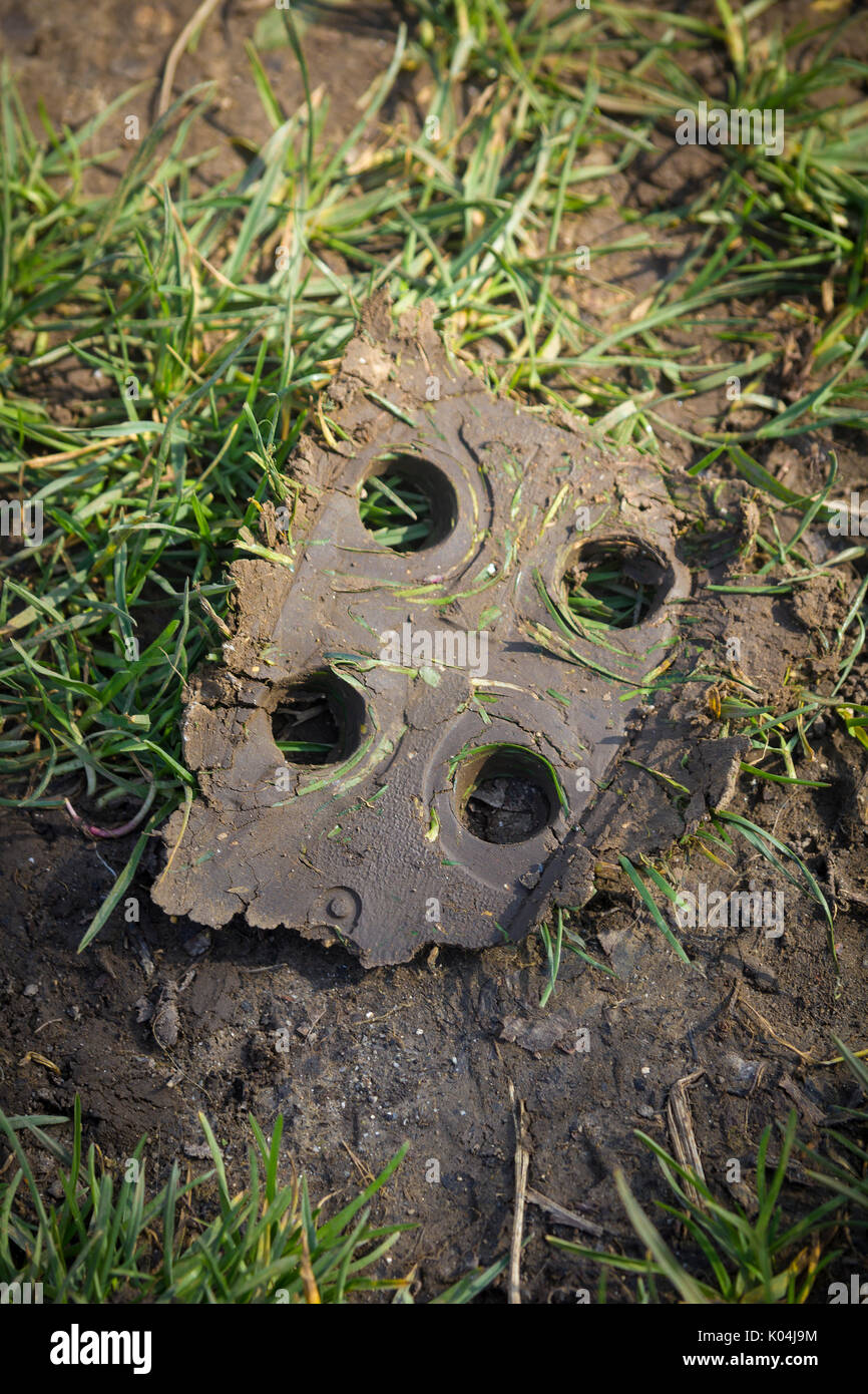 Stud marks in mud Stock Photo