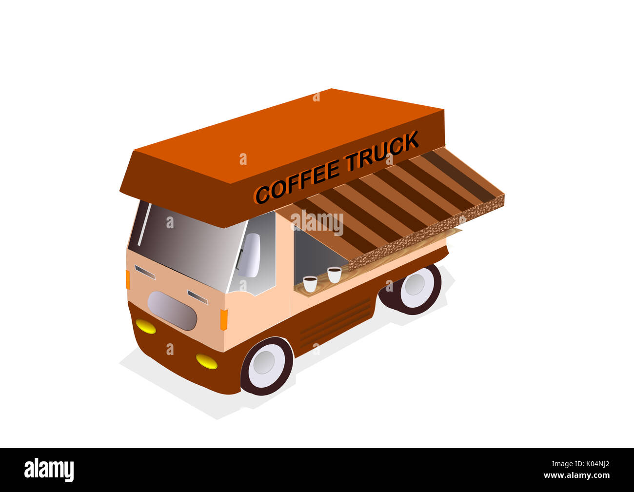 illustration of Coffee truck on white background Stock Photo