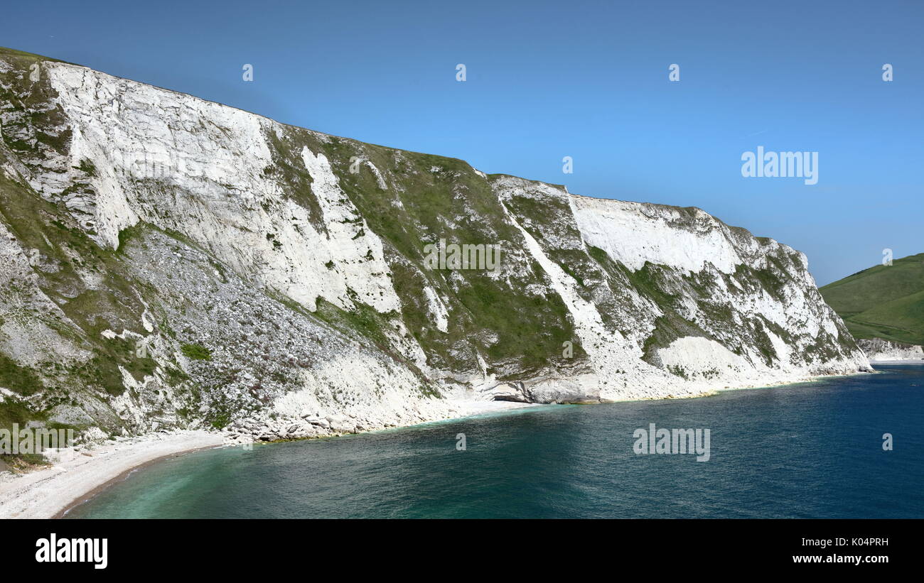 Crumbling chalk cliff face with wellestablished sea eroded talus cone