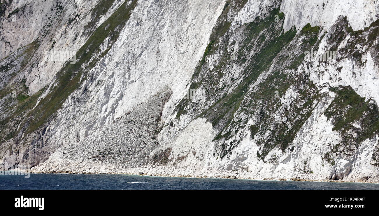 Crumbling chalk cliff face with wellestablished sea eroded talus cone